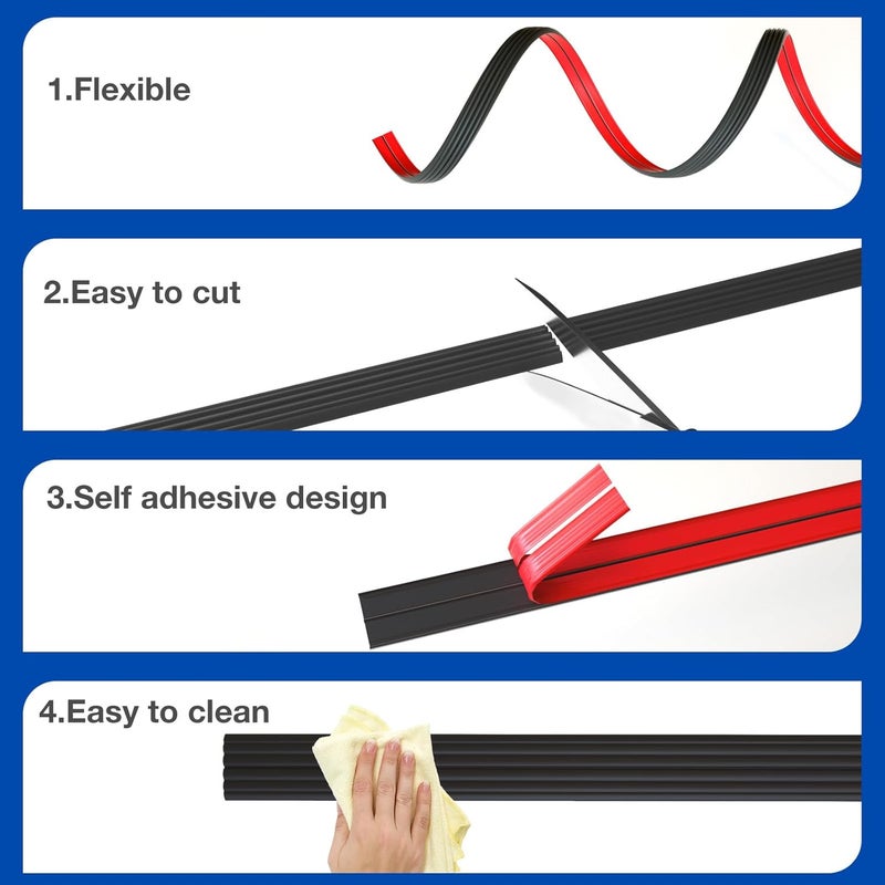 COUKIU Wall Corner Protector, Inside & Outside Self Adhesive Wall Corner Guard&Edge Protector, Flexible Vinyl Corner Moulding Trim Caulk Strip, Peel and Stick Trim for Ceiling, Countertop, Black, 0.8inx20ft - Image 4